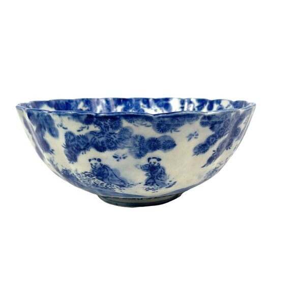Japanese Century Blue and White Katagami Porcelain Bowl - Picture 2 of 9